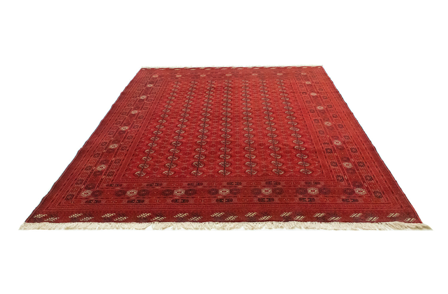 Tapis afghan - Boukhara - 288 x 202 cm - rouge foncé