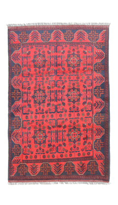 Tapis afghan - Kunduz - 191 x 121 cm - bleu foncé