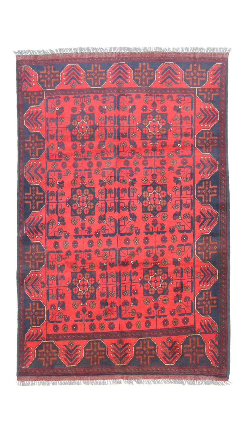 Tapis afghan - Kunduz - 191 x 121 cm - bleu foncé