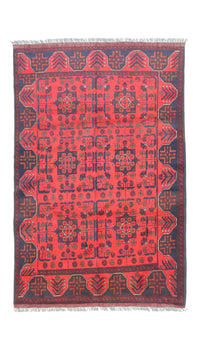 Tapis afghan - Kunduz - 191 x 121 cm - bleu foncé