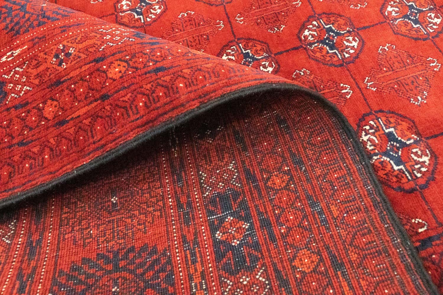 Tapis afghan - Boukhara - 292 x 196 cm - rouge foncé