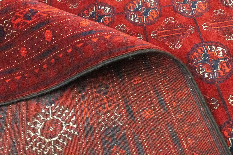 Tapis afghan - Boukhara - 301 x 196 cm - rouge foncé