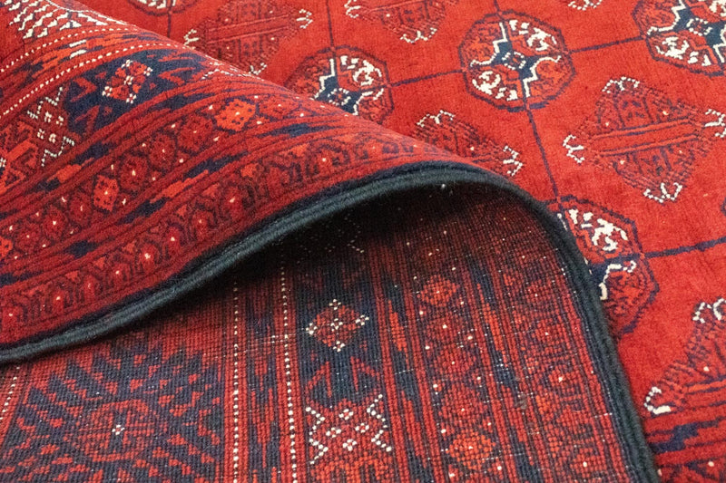 Tapis afghan - Boukhara - 297 x 198 cm - rouge foncé
