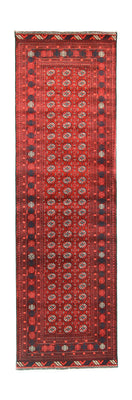 Tapis de couloir Tapis afghan - Boukhara - 293 x 87 cm - rouge foncé