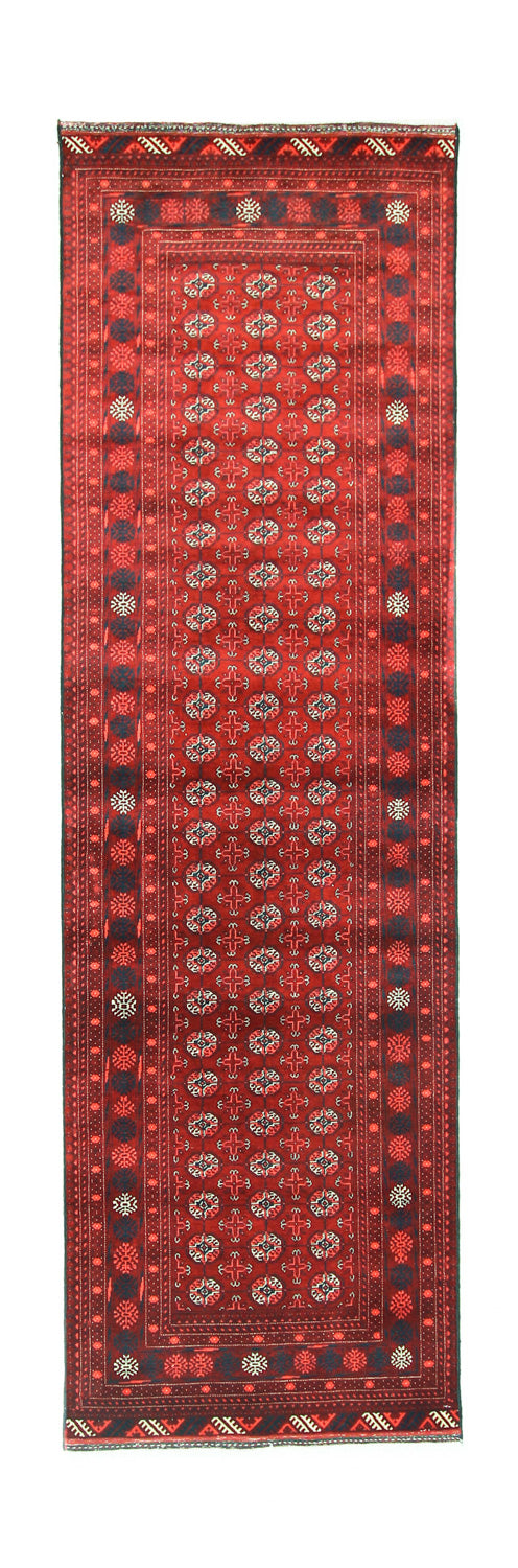 Tapis de couloir Tapis afghan - Boukhara - 293 x 87 cm - rouge foncé
