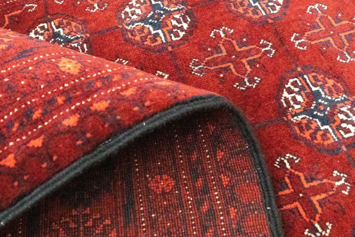 Tapis de couloir Tapis afghan - Boukhara - 293 x 87 cm - rouge foncé
