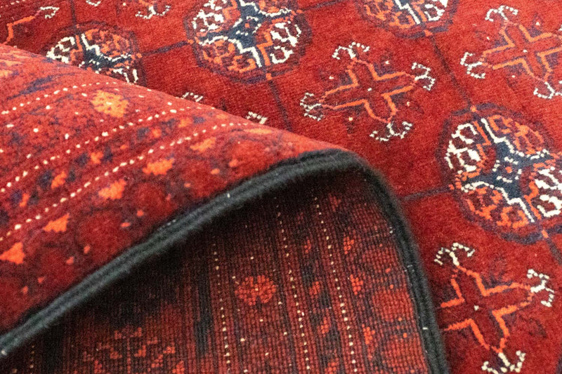 Tapis de couloir Tapis afghan - Boukhara - 293 x 87 cm - rouge foncé