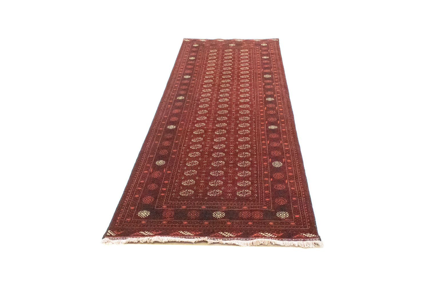 Tapis de couloir Tapis afghan - Boukhara - 293 x 87 cm - rouge foncé