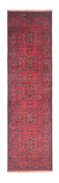 Tapis de couloir Tapis afghan - Kunduz - 290 x 80 cm - rouge foncé