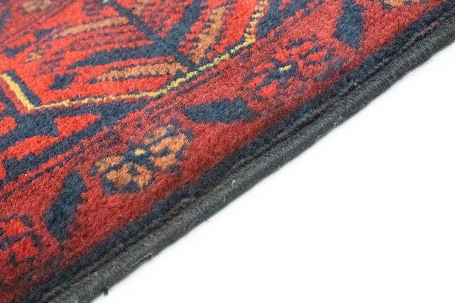 Tapis de couloir Tapis afghan - Kunduz - 290 x 80 cm - rouge foncé