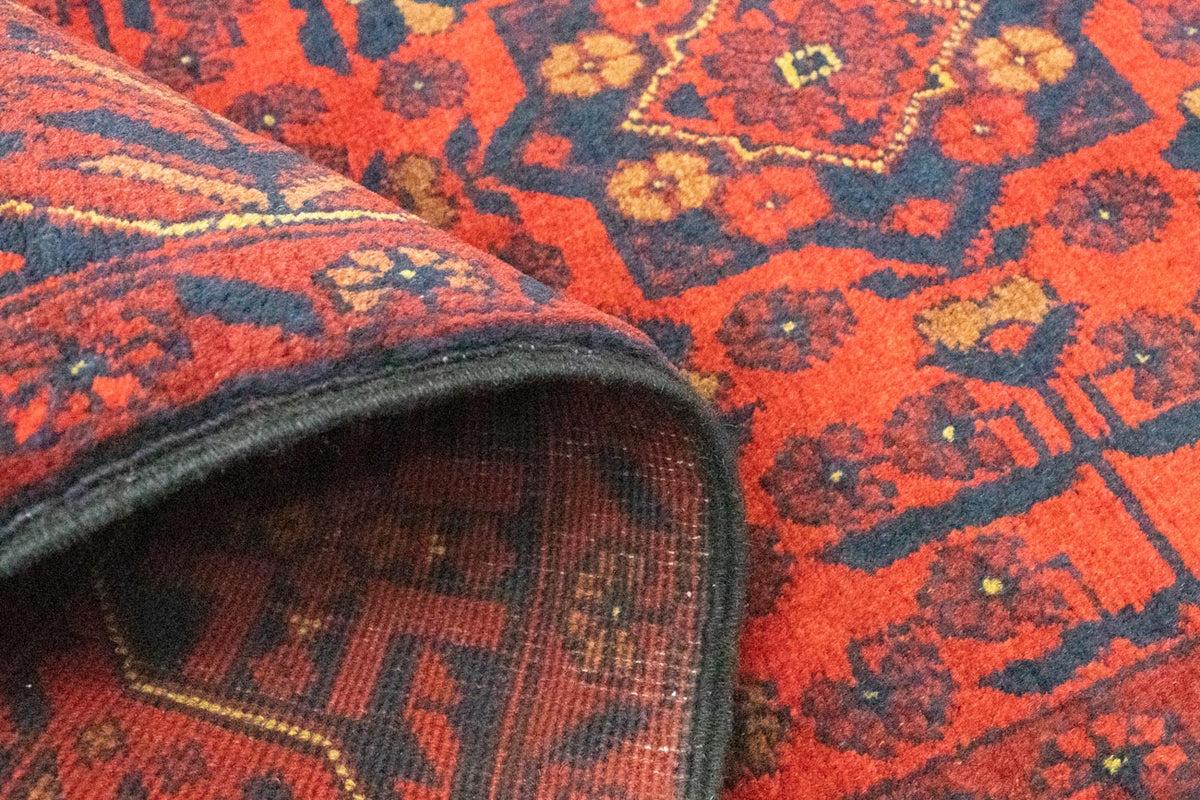 Tapis de couloir Tapis afghan - Kunduz - 290 x 80 cm - rouge foncé