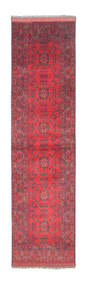 Tapis de couloir Tapis afghan - Kunduz - 294 x 80 cm - rouge