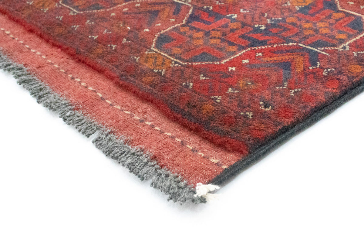 Tapis de couloir Tapis afghan - Kunduz - 294 x 80 cm - rouge