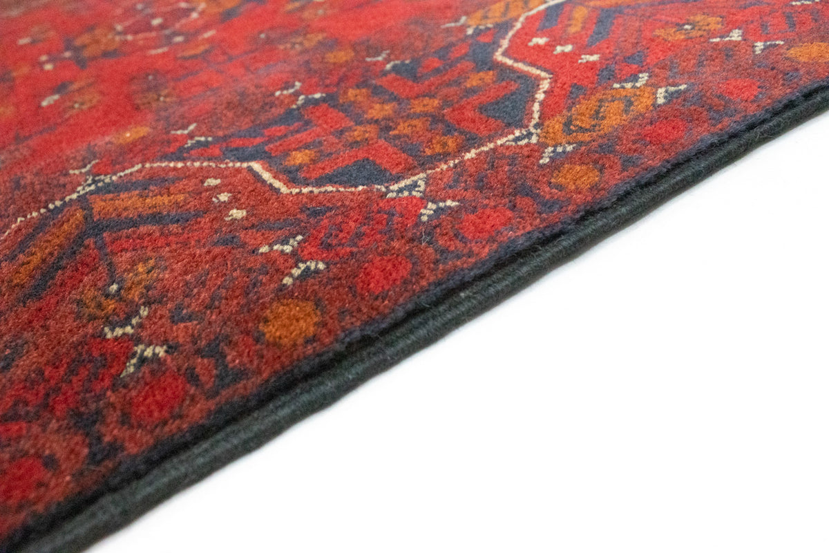 Tapis de couloir Tapis afghan - Kunduz - 294 x 80 cm - rouge
