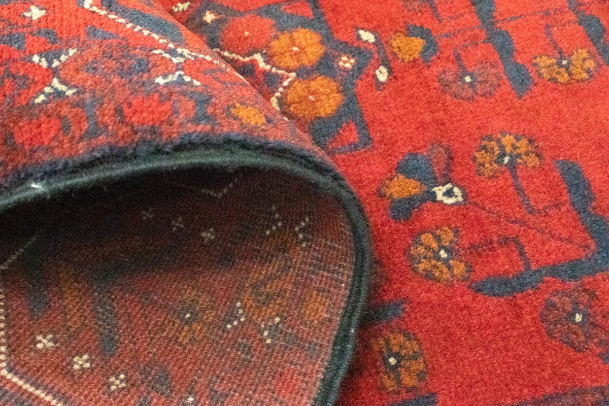 Tapis de couloir Tapis afghan - Kunduz - 294 x 80 cm - rouge