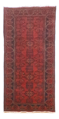 Tapis de couloir Tapis afghan - Kunduz - 285 x 80 cm - rouge