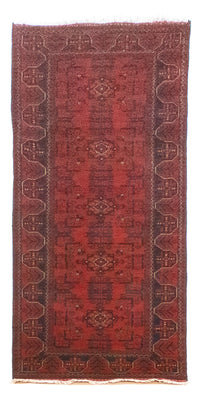 Tapis de couloir Tapis afghan - Kunduz - 285 x 80 cm - rouge