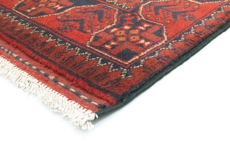 Tapis de couloir Tapis afghan - Kunduz - 285 x 80 cm - rouge