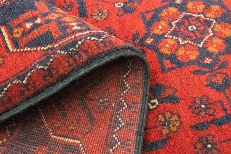 Tapis de couloir Tapis afghan - Kunduz - 285 x 80 cm - rouge
