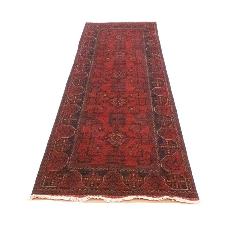 Tapis de couloir Tapis afghan - Kunduz - 285 x 80 cm - rouge