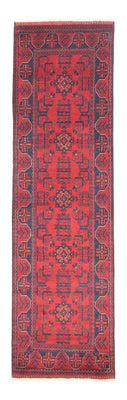 Tapis de couloir Tapis afghan - Kunduz - 297 x 79 cm - rouge