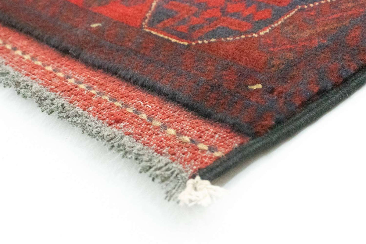 Tapis de couloir Tapis afghan - Kunduz - 289 x 77 cm - rouge