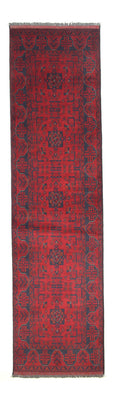 Tapis de couloir Tapis afghan - Kunduz - 296 x 77 cm - rouge