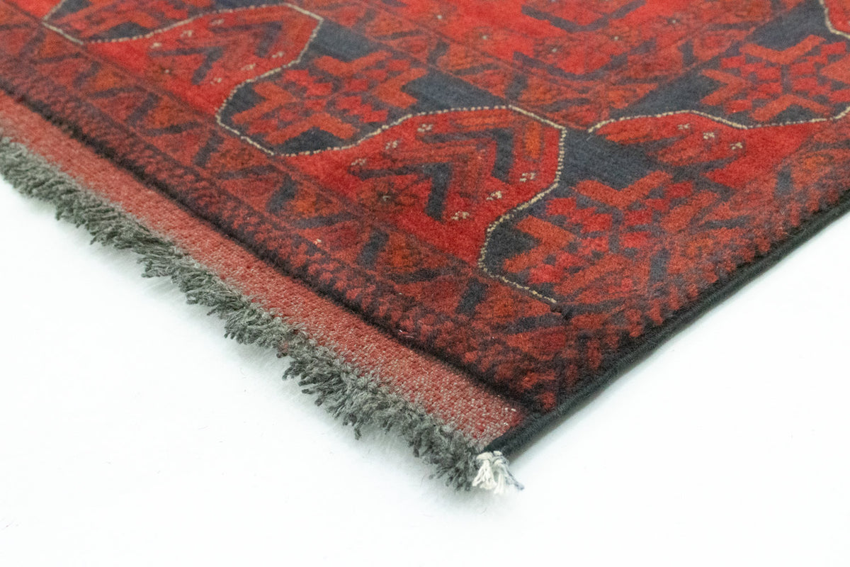 Tapis de couloir Tapis afghan - Kunduz - 296 x 77 cm - rouge