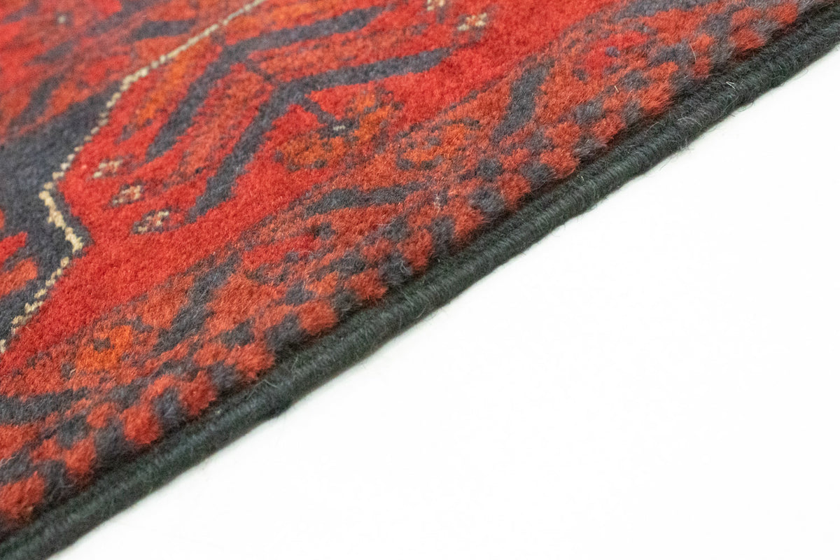 Tapis de couloir Tapis afghan - Kunduz - 296 x 77 cm - rouge
