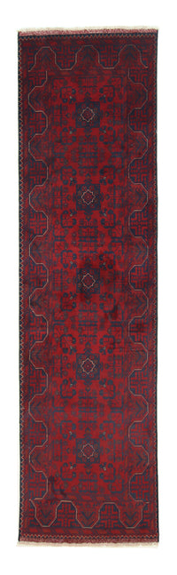 Tapis de couloir Tapis afghan - Kunduz - 290 x 79 cm - rouge foncé