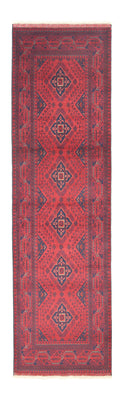 Tapis de couloir Tapis afghan - Kunduz - 296 x 84 cm - rouge foncé