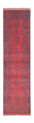 Tapis de couloir Tapis afghan - Kunduz - 297 x 74 cm - rouge