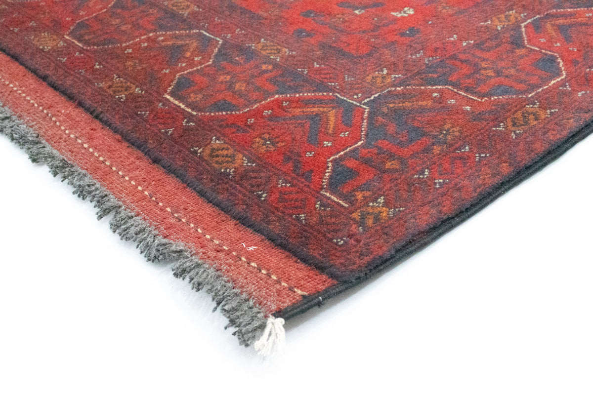 Tapis de couloir Tapis afghan - Kunduz - 297 x 74 cm - rouge