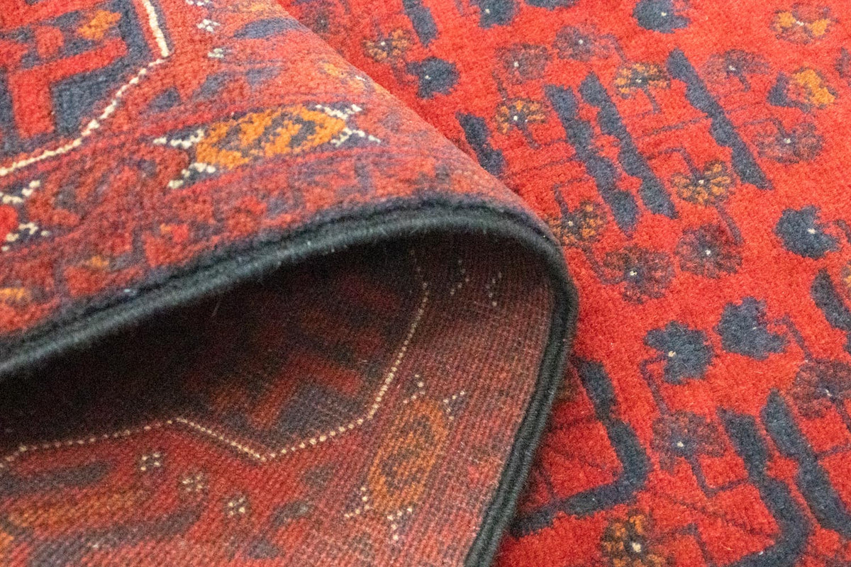 Tapis de couloir Tapis afghan - Kunduz - 297 x 74 cm - rouge