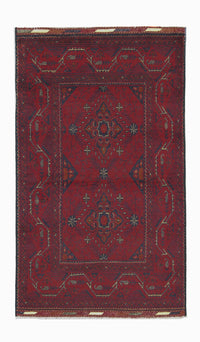 Tapis afghan - Kunduz - 123 x 75 cm - rouge foncé