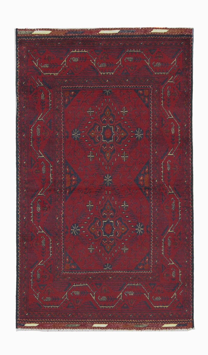 Tapis afghan - Kunduz - 123 x 75 cm - rouge foncé