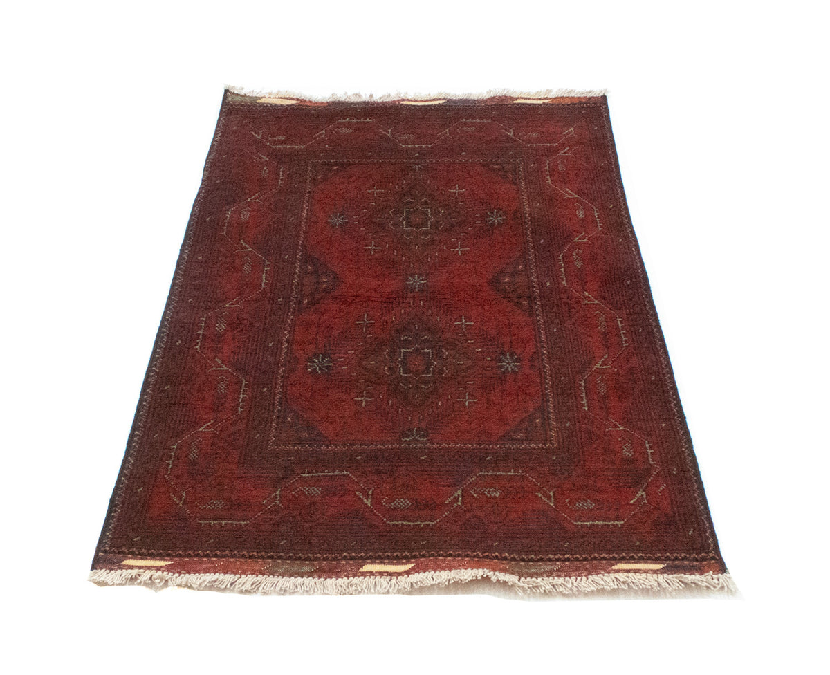 Tapis afghan - Kunduz - 123 x 75 cm - rouge foncé