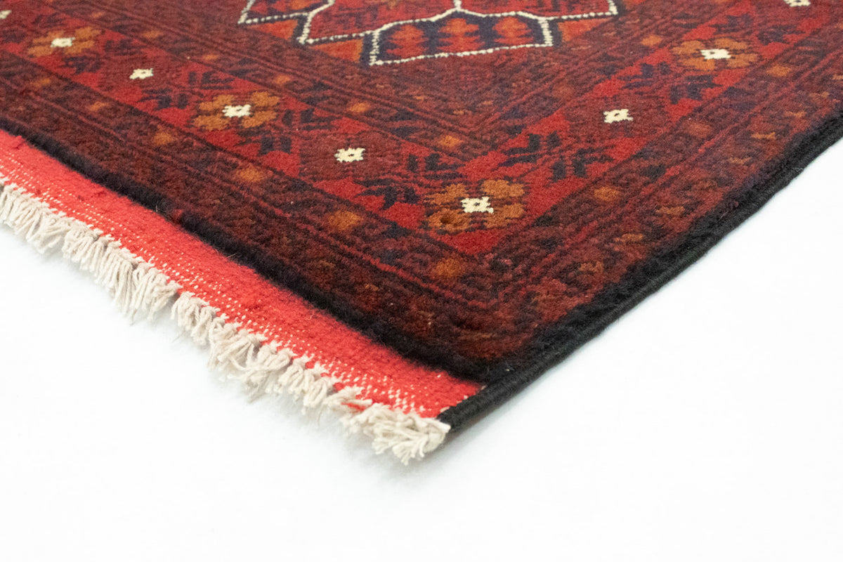 Tapis afghan - Kunduz - 121 x 82 cm - rouge foncé