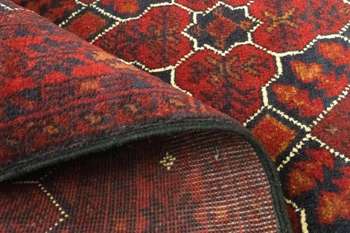 Tapis afghan - Kunduz - 121 x 82 cm - rouge foncé