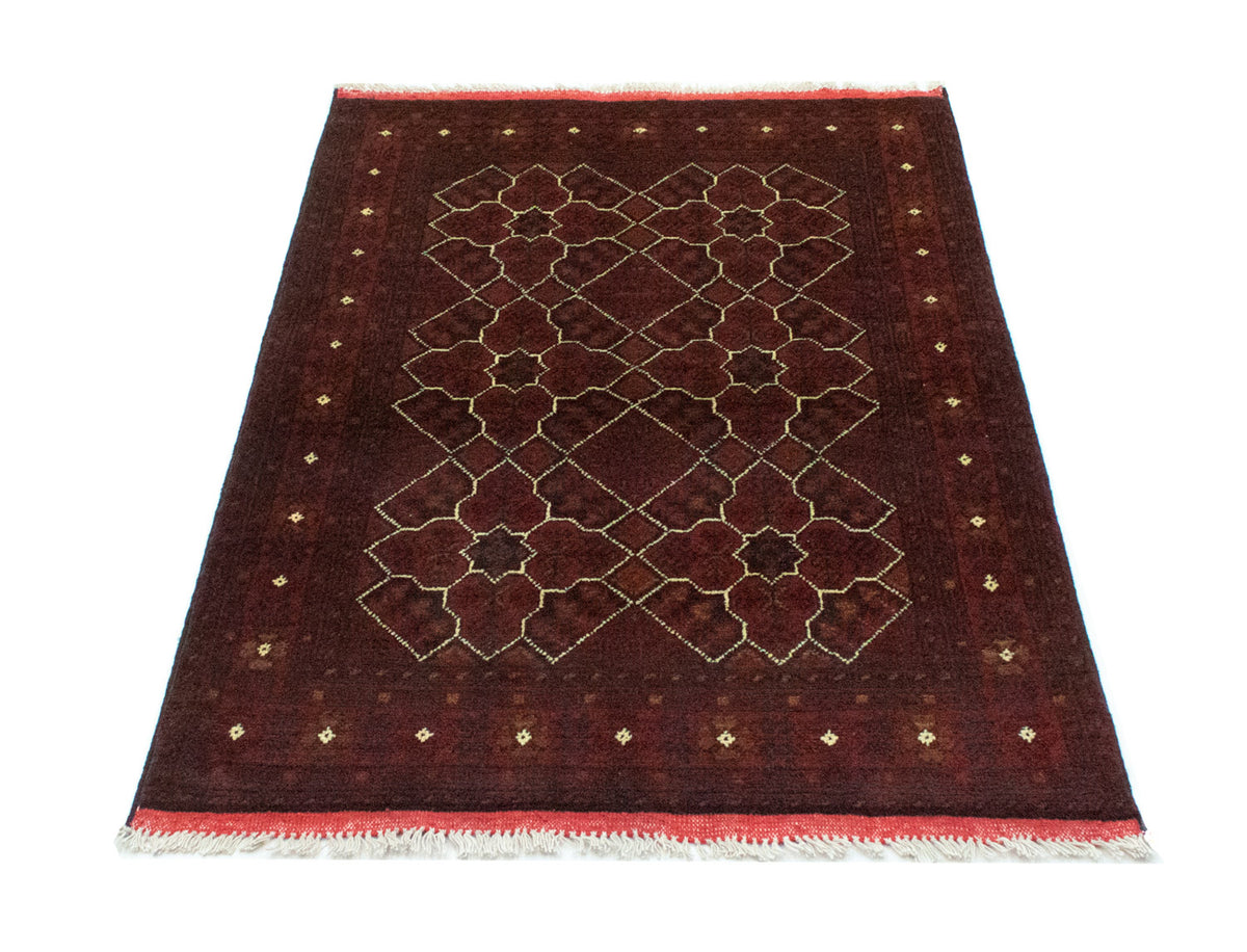 Tapis afghan - Kunduz - 121 x 82 cm - rouge foncé
