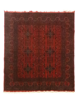 Tapis afghan - Kunduz - 199 x 152 cm - rouge
