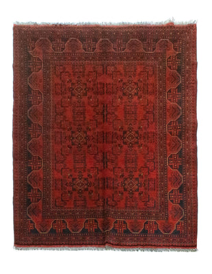 Tapis afghan - Kunduz - 193 x 151 cm - rouge