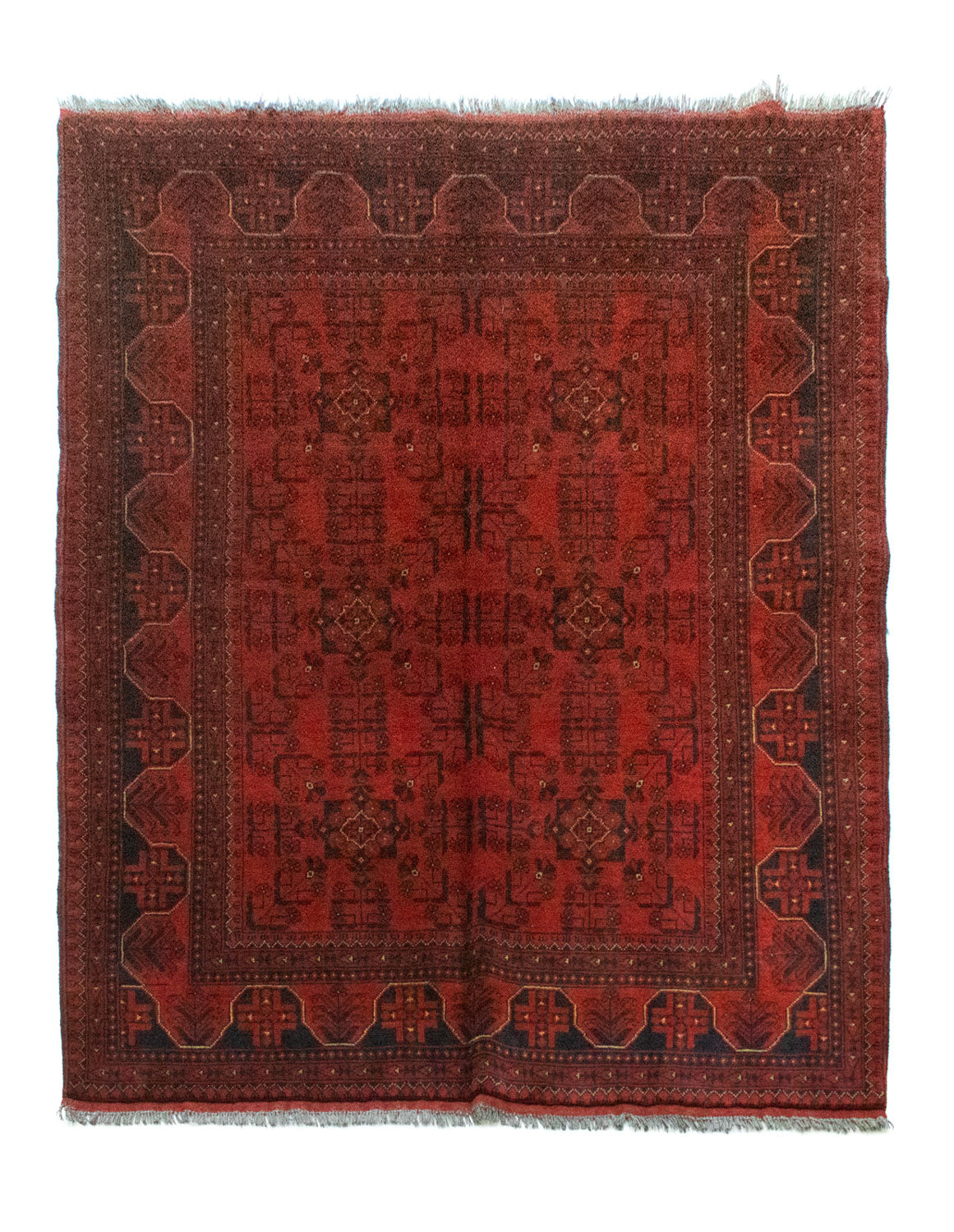 Tapis afghan - Kunduz - 193 x 151 cm - rouge