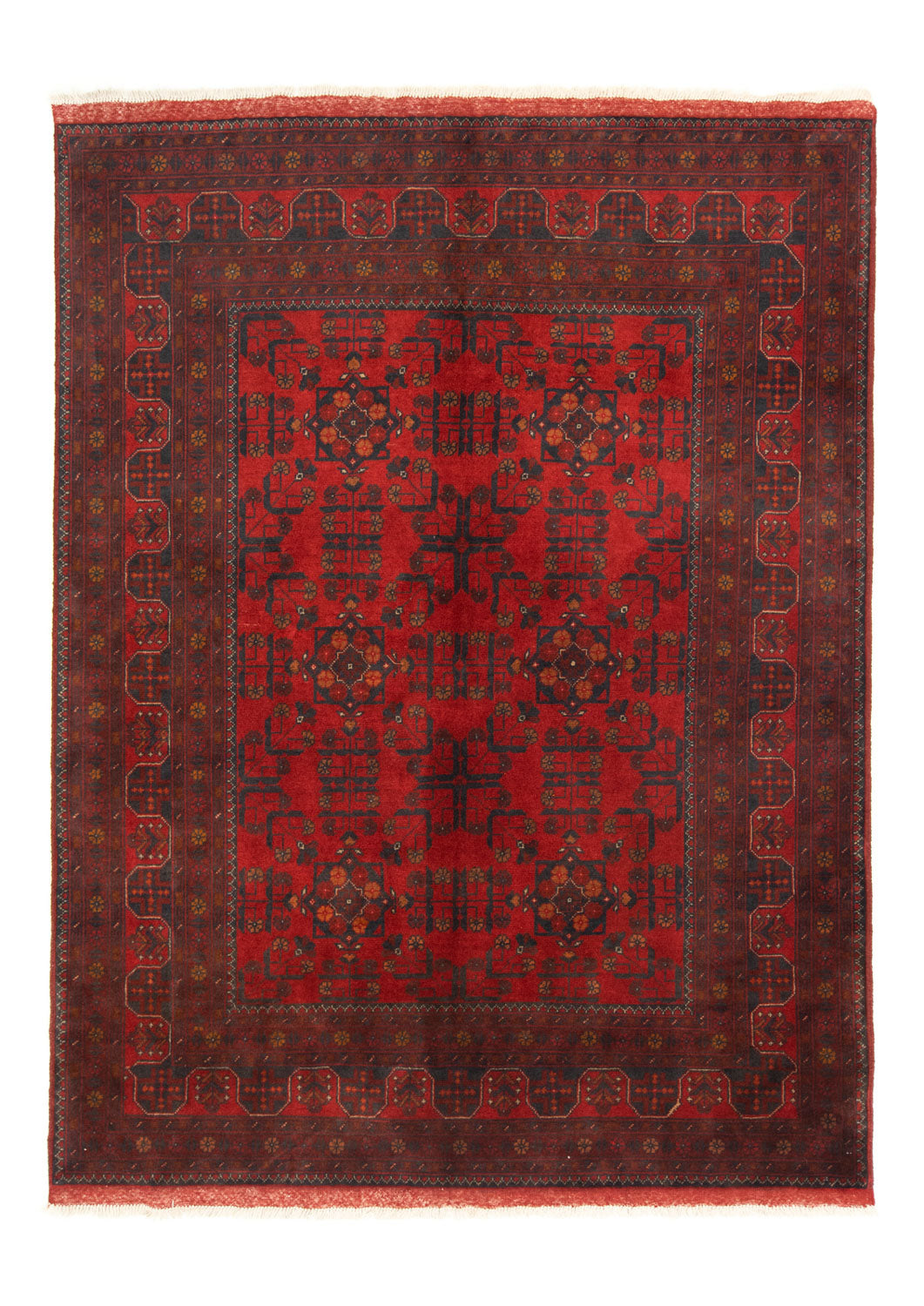 Tapis afghan - Kunduz - 196 x 151 cm - rouge