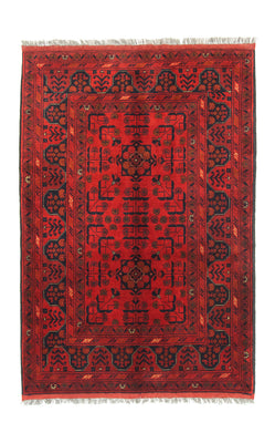 Tapis afghan - Kunduz - 156 x 105 cm - rouge