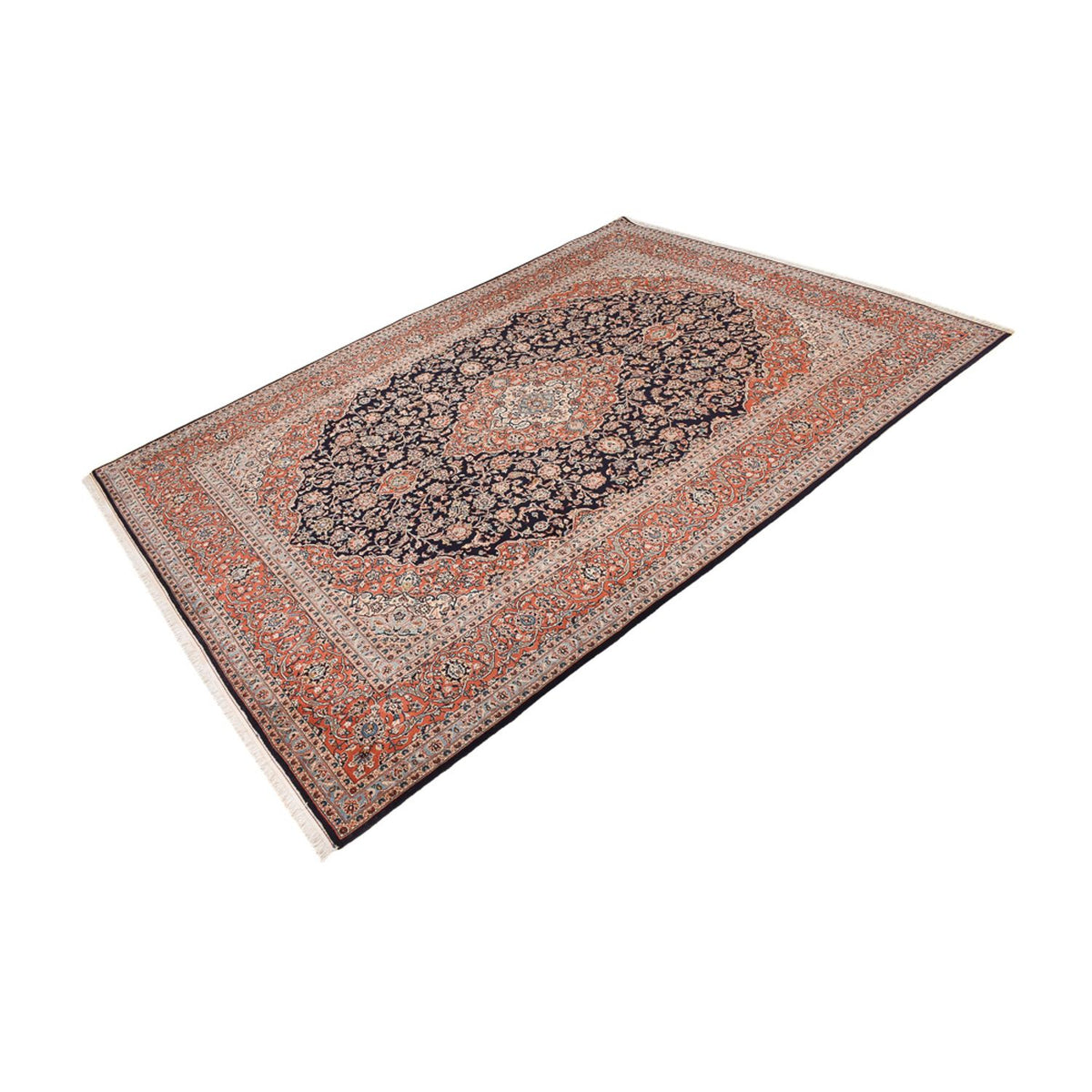 Tapis persan - Keshan - 403 x 295 cm - bleu foncé
