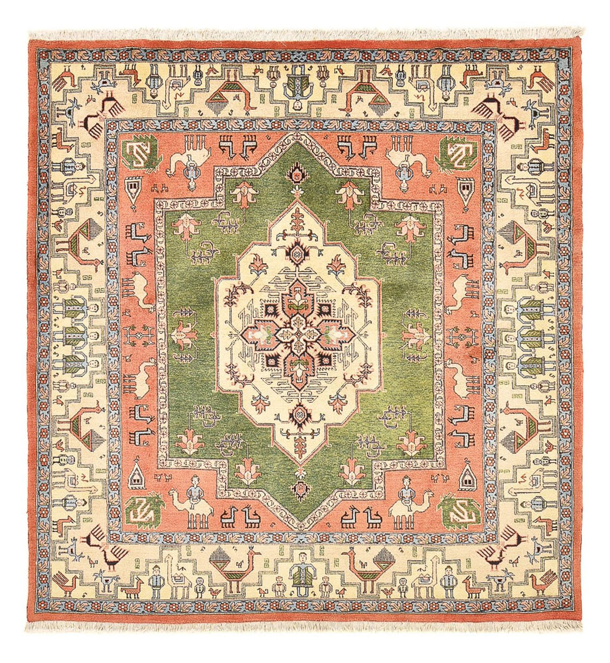 Tapis persan - Nomadic carré  - 208 x 198 cm - vert