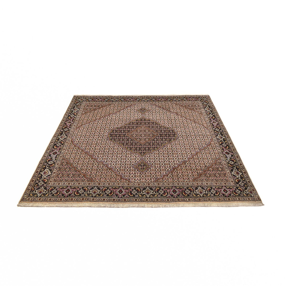 Tapis persan - Tabriz - Royal carré  - 204 x 204 cm - marron