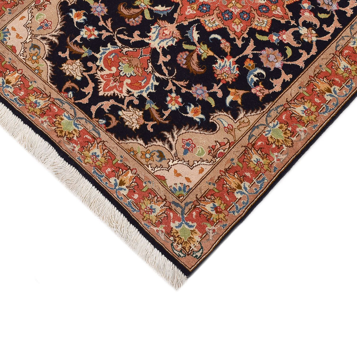 Tapis de couloir Tapis persan - Tabriz - Royal - 380 x 75 cm - bleu foncé