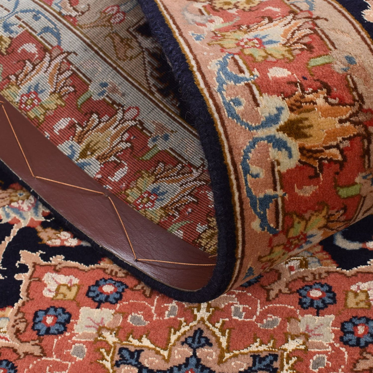 Tapis de couloir Tapis persan - Tabriz - Royal - 380 x 75 cm - bleu foncé